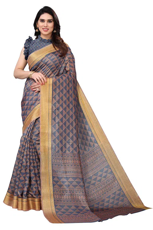 Zari Patta Gold 3  Regular Wear Handloom Wholesale Printed Saree Catalog
